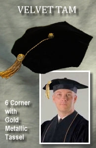 "Tams" Academic Velvet in black and PhD Blue