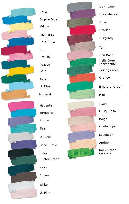 Bow Tie's in 25 colors matching cummerbunds available
