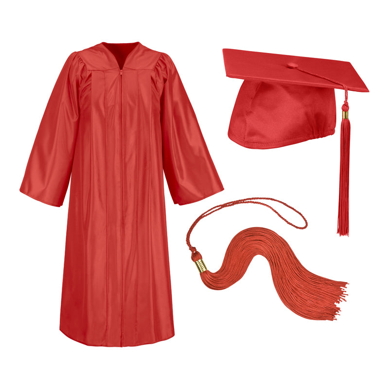 Red graduation cap and gown
