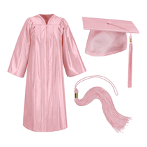 Pink Cap Gown and Tassel Shiny Finish