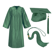 Emerald-Green Cap Gown and Tassel Shiny Finish