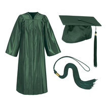 Forest-Green Cap Gown and Tassel Shiny Finish