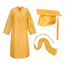 Bright-Gold Cap Gown and Tassel Shiny Finish