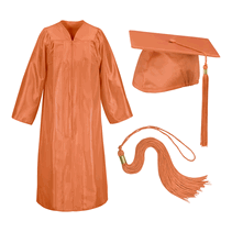 Orange Cap Gown and Tassel Shiny Finish 12 Piece Minimum