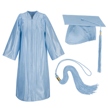 Sky-Blue Cap, Gown, and Tassel Matte Finish
